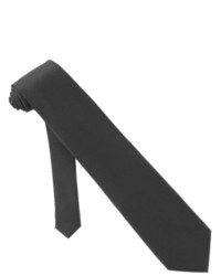 Jacob Alexander Solid Color Silk Satin Tie By Charcoal Black