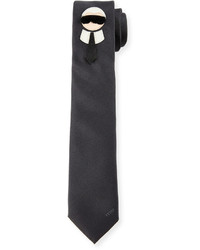Fendi Karlito Tie With Mink Fur Blackgray