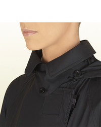 Gucci Black Light Matte Stretch Nylon Double Breasted Trench From Viaggio Collection