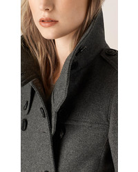 Burberry Brit Funnel Neck Wool Cashmere Trench Coat