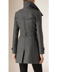 Burberry Brit Funnel Neck Wool Cashmere Trench Coat