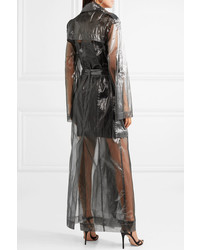Balmain Double Breasted Metallic Voile Trench Coat