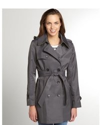 DKNY Grey Harper Cotton Blend Belted Trench
