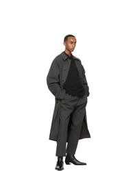 Lemaire Grey Wool Military Trench Coat