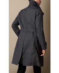 Burberry Long Technical Cotton Trench Coat With Warmer