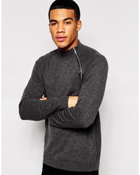 Asos Brand Merino Turtleneck Sweater With Zip