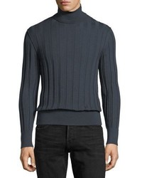 Tom Ford Cashmere Silk Ribbed Turtleneck Sweater Slate