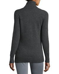 philosophy Cashmere Turtleneck Fring Front Sweater Gray