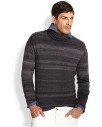 Isaia Striped Cashmere Turtleneck Sweater