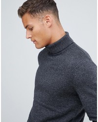 ASOS DESIGN Lambswool Roll Neck Jumper In Charcoal