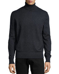 Neiman Marcus Superfine Cashmere Turtleneck Sweater Charcoal