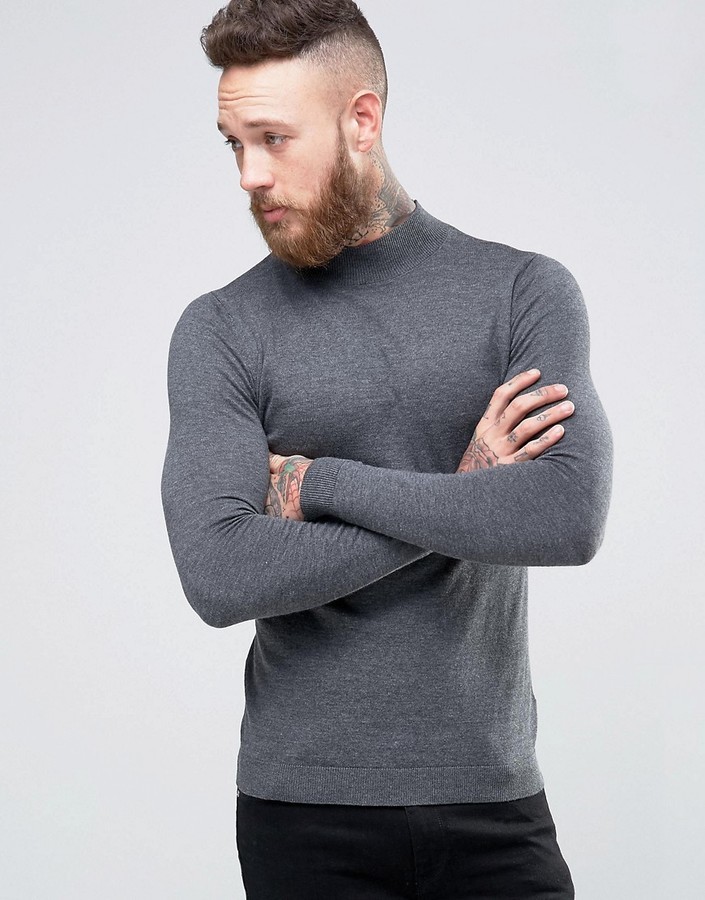 Asos Turtleneck Sweater In Muscle Fit, $32 | Asos | Lookastic