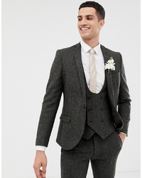 Twisted Tailor Super Skinny Suit Jacket In Charcoal Donegal Tweed