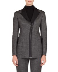 Akris Asymmetrical Zip Double Face Tweed Jacket