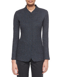St. John Collection Tweed Knit Color Fleck Jacket Gray Marble Multi