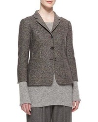 The Row Double Faced Tweed Jacket Charcoal Melange