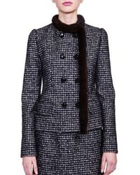 Dolce & Gabbana Mink Trimmed Tweed Jacket