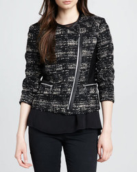 Rebecca Taylor Leather Panel Tweed Jacket