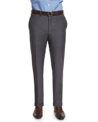 Kiton Flat Front Twill Trousers Charcoal
