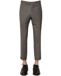 Thom Browne 18cm Skinny Wool Twill Pants W Side Tab