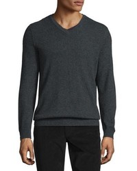 Vince Cashmere V Neck Sweater Heather Shadow