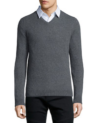 Vince Cashmere V Neck Sweater Light Gray