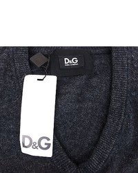 Dolce & Gabbana D G By Dolce And Gabbana Charcoal V Neck Sweater Size M