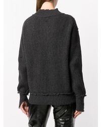 Helmut Lang Distressed Ribbed Knit Sweater