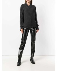 Helmut Lang Distressed Ribbed Knit Sweater