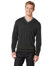 Perry Ellis Double Layer V Neck Sweater
