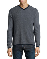Zachary Prell Edgeware Road Textured Cashmere Blend Sweater Charcoal
