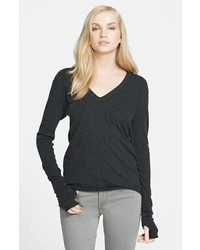 Enza Costa Cotton Cashmere Sweater Charcoal Small