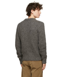 Doppiaa Grey Alpaca Wool Aarsita V Neck Sweater