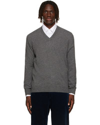 Brunello Cucinelli Grey Cashmere V Neck Sweater