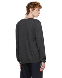 Dries Van Noten Grey Merino Wool V Neck Sweater