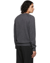 Drake's Grey Merino Wool V Neck Sweater