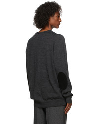 Maison Margiela Grey Wool Patch V Neck Sweater