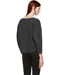 BLK DNM Grey Wool V Neck Sweater