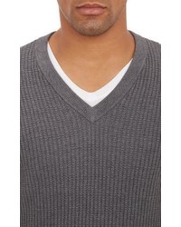 Michael Kors Michl Kors Waffle Rib Stitch V Neck Pullover Sweater Grey