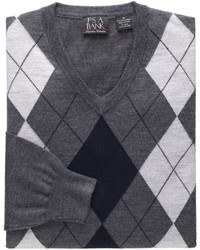 Signature Merino Wool Arygle V Neck Sweater