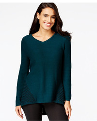 Style&co. Style Co Style Co Contrast Knit V Neck Sweater Only At Macys