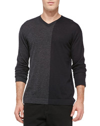 Alexander Wang T By Bicolor Crew Neck Sweater Charcoal