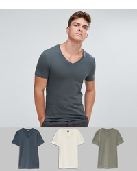 ASOS DESIGN Muscle Fit T Shirt With V Neck 3 Pack Save