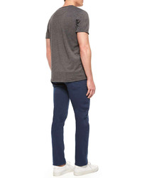 7 For All Mankind Short Sleeve V Neck T Shirt Charcoal