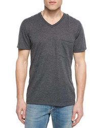 7 For All Mankind Short Sleeve V Neck T Shirt Charcoal