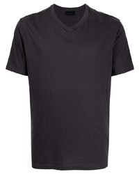 Lanvin Tonal Silk Panel V Neck T Shirt