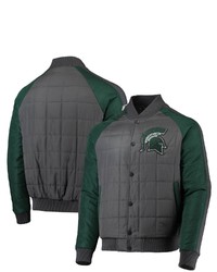 Colosseum Charcoalgreen Michigan State Spartans 1940s Bomber Raglan Full Snap Jacket At Nordstrom