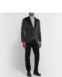Boglioli Charcoal K Jacket Slim Fit Unstructured Stretch Cotton Velvet Blazer