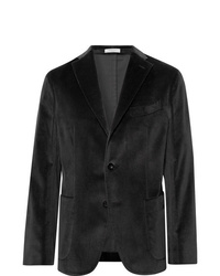 Boglioli Charcoal K Jacket Slim Fit Unstructured Stretch Cotton Velvet Blazer