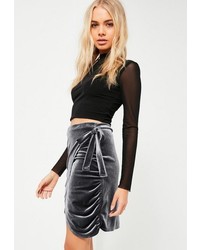 Charcoal Velvet Mini Skirt